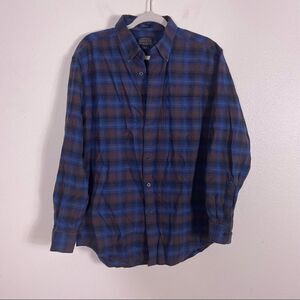 Pendleton Blue & Brown Wool Plaid Button Down Shirt